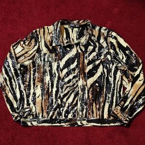 Zebra Print Sequin Jacket